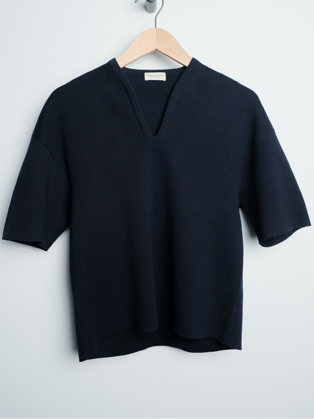 Dries Van Noten Navy Knit V-Neck Top